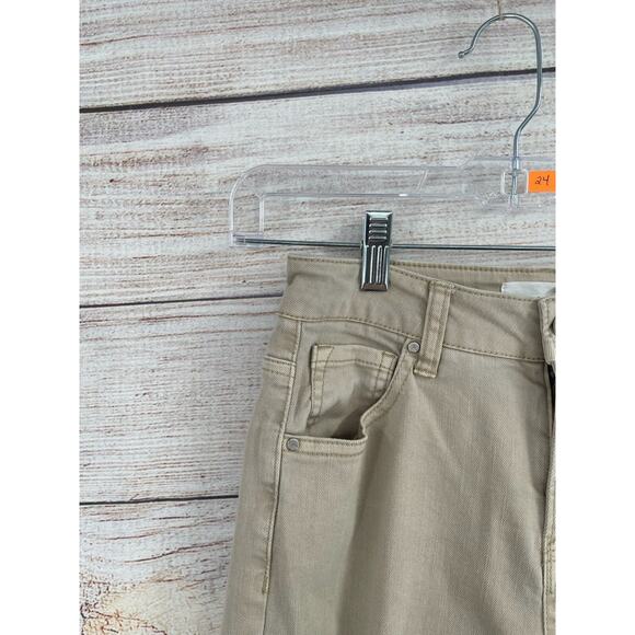 Risen Distressed Bootcut Jeans Women's Size 0/24 Tan/Beige Stretch - Picture 14 of 16